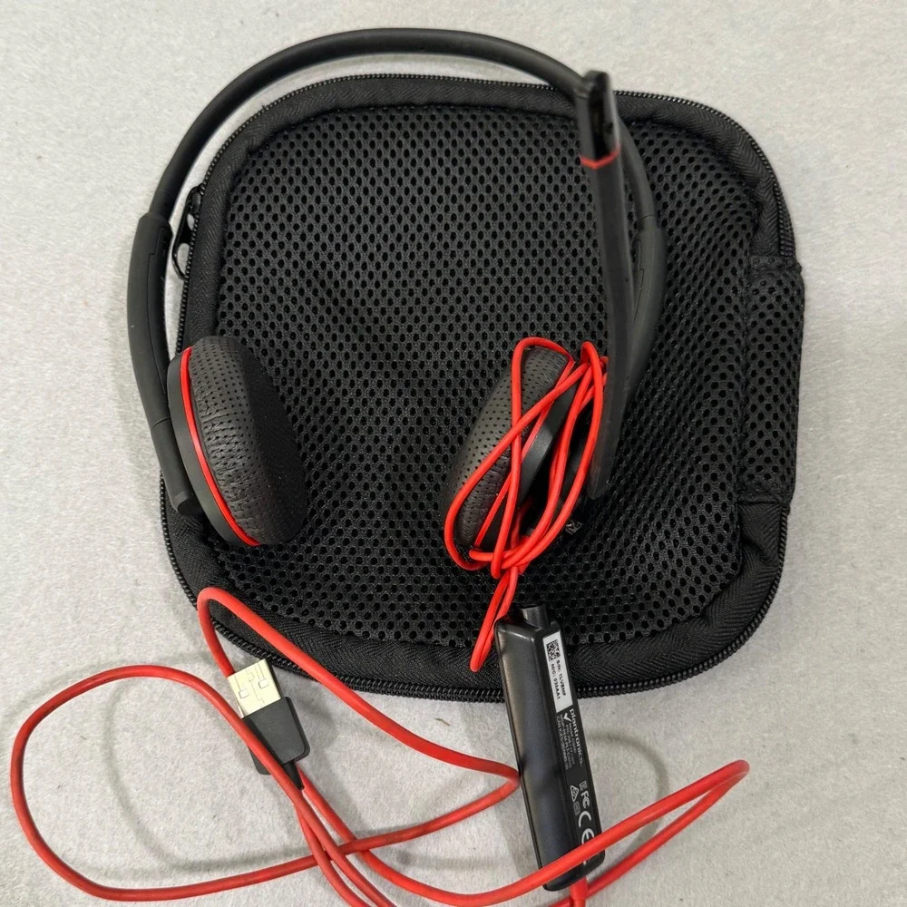 Plantronics Blackwire C3225 Headset Unisex OS Black Red USB-A 3.5mm Wired Case